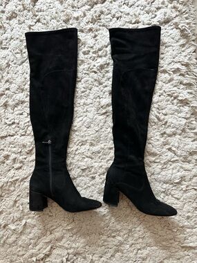 Marc Fisher Black Over-the-Knee Block Heel Boots